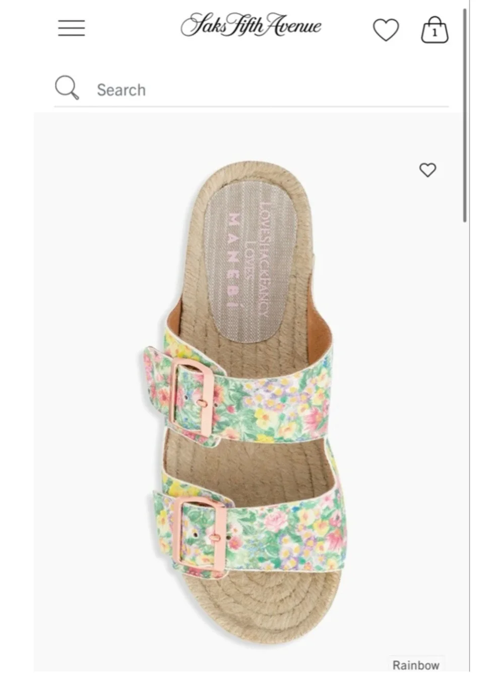 New Women's LoveShackFancy x Manebí Floral Espadrille Sandals 39/9 Green Pink